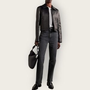 AGOLDE High Rise Stovepipe Straight Leg Jeans Distressed Vintage Wash Black 26